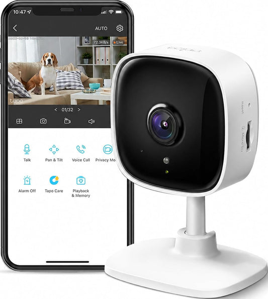 Tapo 1080P Indoor Security Camera, Baby Monitor, Dog Camera, Wired, C100