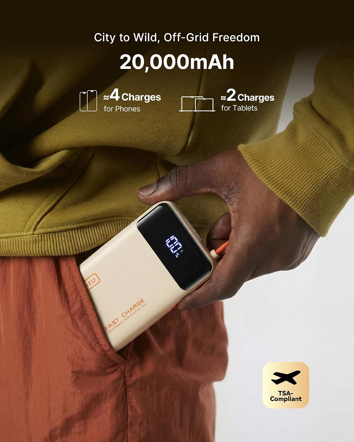 INIU Portable Charger, Smaller 45W Fast Charging Power Bank, 10000mAh Black