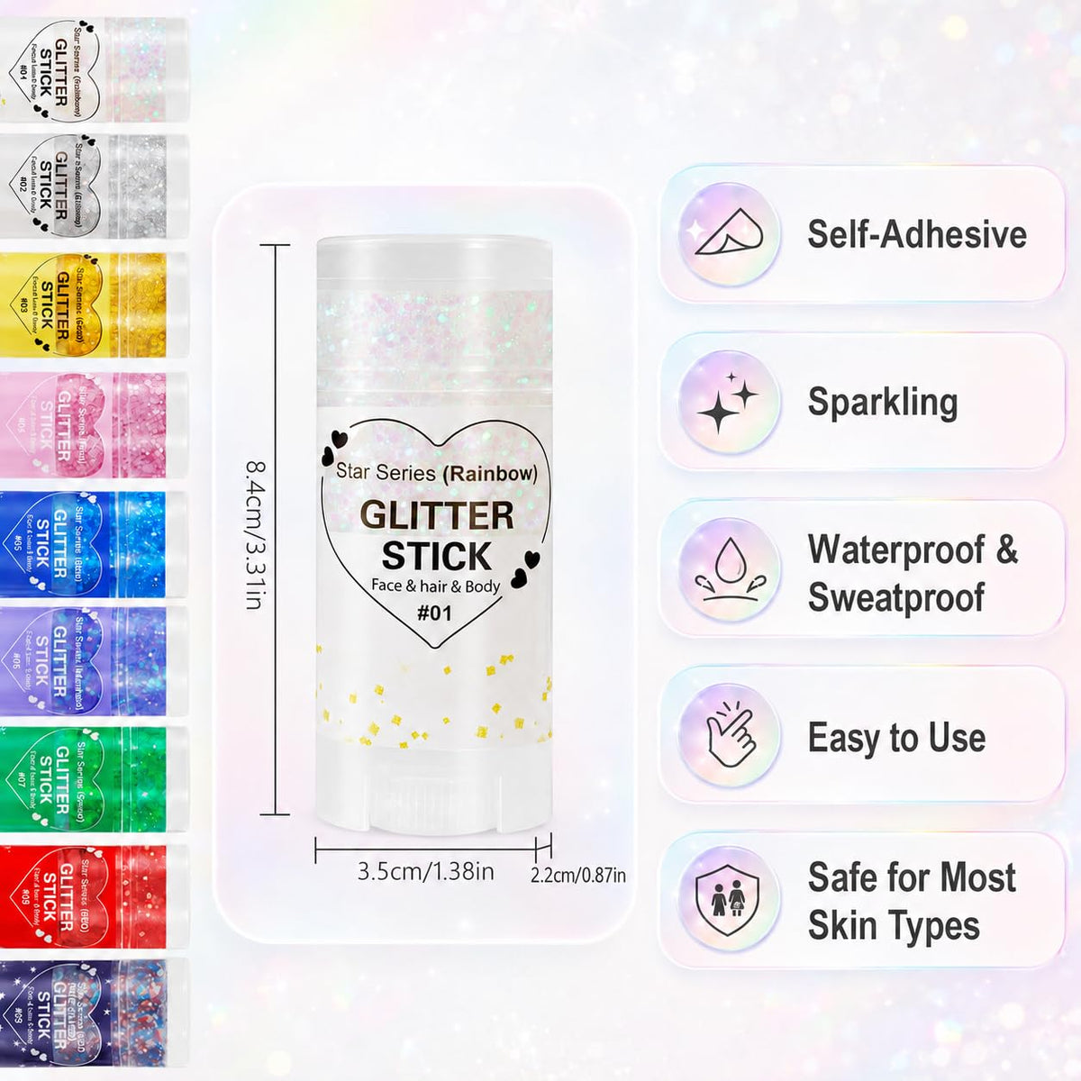 Mysense Red Face Hair Body Glitter Stick,Halloween Cosplay Sparkling Sequins Chunky Glitter Makeup,Festival Rave Concert Outfit Accessories for Women Girls Kids