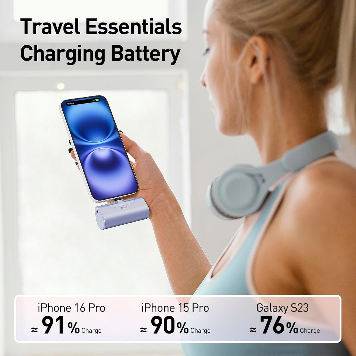 iWALK Portable Charger for iPhone 18/17/16/15 USB-C Small Power Bank 20W 4,500mAh Fast Charging Battery Pack Compatible with iPhone 15/16/17 Plus/18 Pro Max, Samsung Galaxy S25/S24/S23 Android