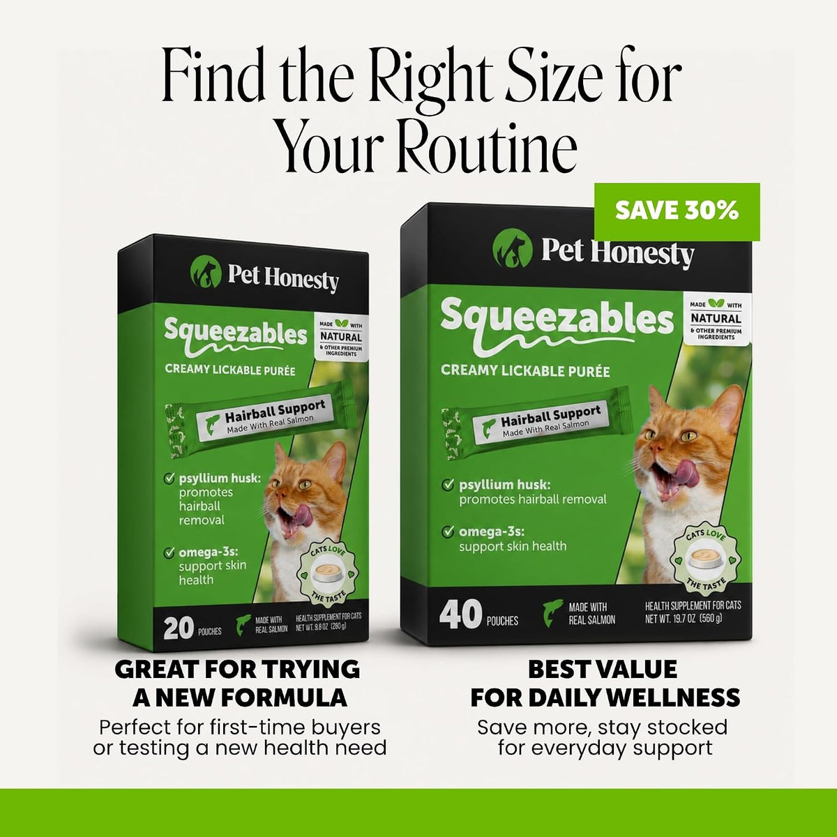 Pet Honesty Vet Backed Hairball Remedy Lickable Puree, Salmon, 20 Ct