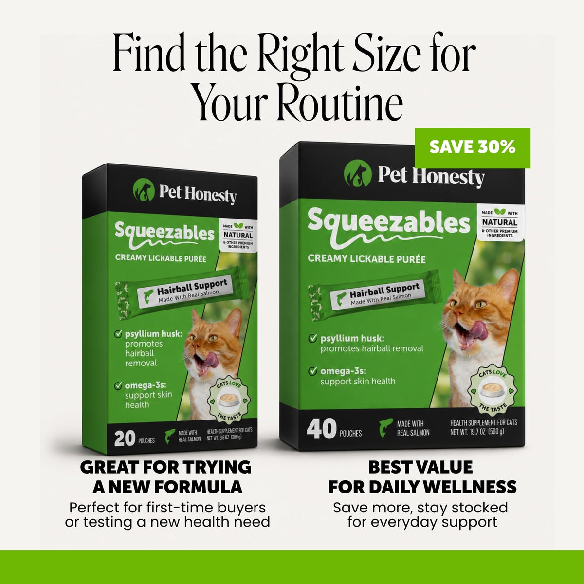 Pet Honesty Vet Backed Hairball Remedy Lickable Puree, Salmon, 20 Ct