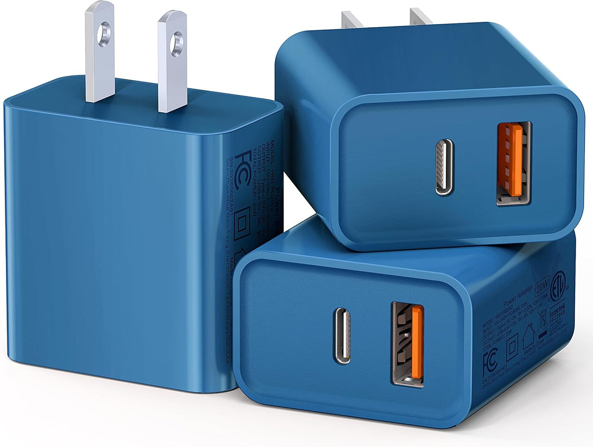 3 Pieces USB C Wall Charger for iPhone 14/15/16/17 Pro Max Plus Cube