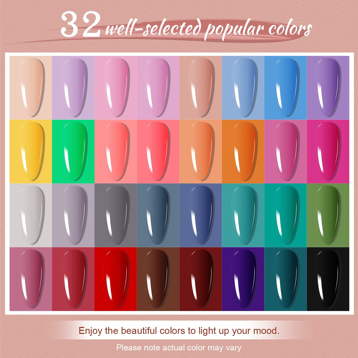 JODSONE 23 PCS Gel Nail Polish Set with Base Glossy and Matte Top Coat Multicolored Gel Nail Long Lasting Suitable for All Seasons