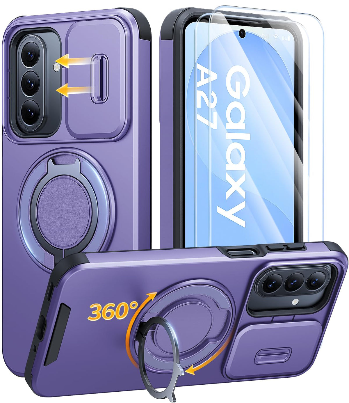 JAME for Samsung Galaxy S26 Case with Ring Stand & Slide Camera Cover