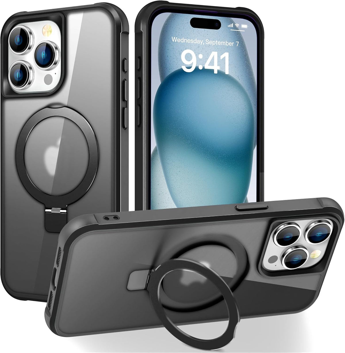 SKYLMW Compatible with iPhone 16 Pro Max Case with Stand,Rose