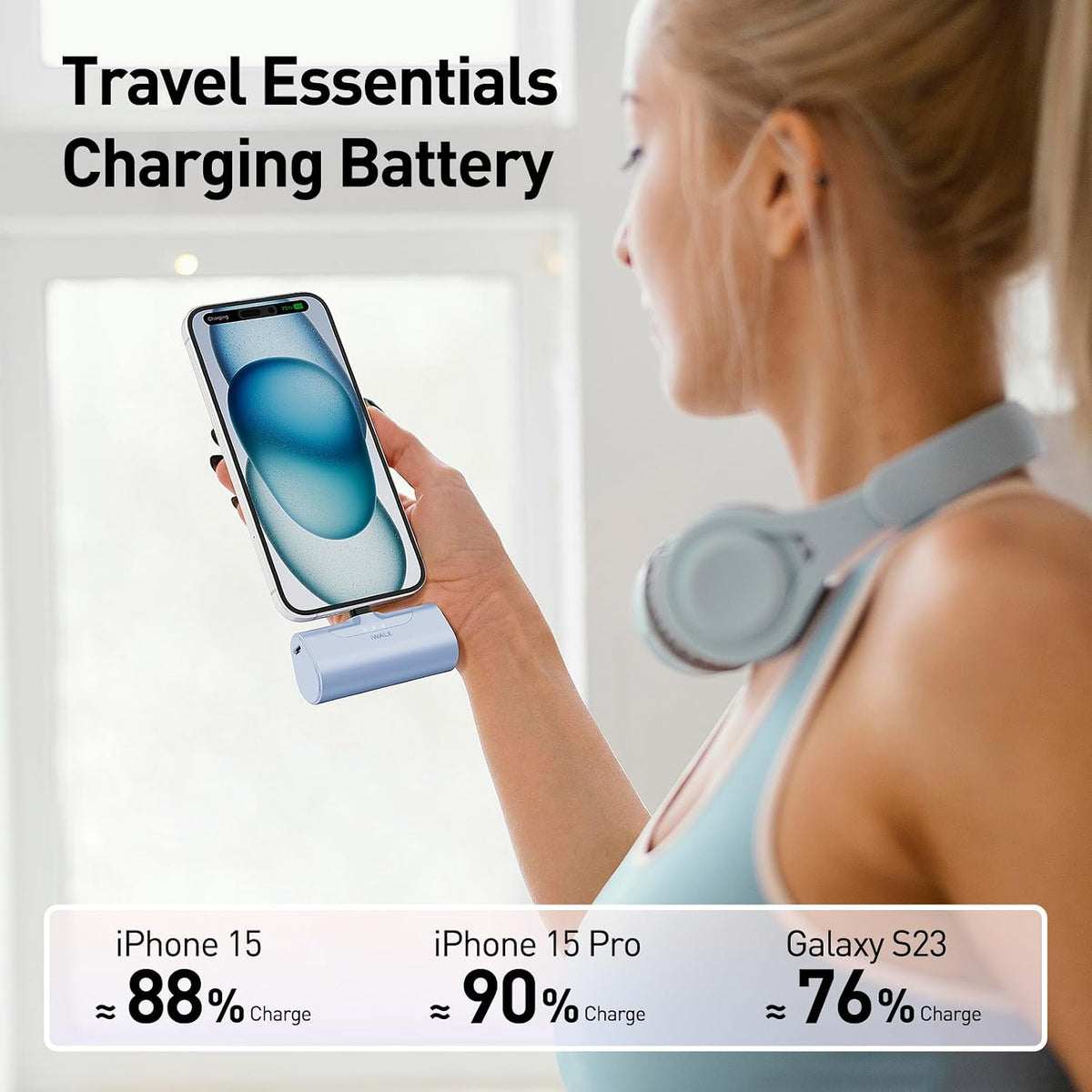 iWALK Portable Charger for iPhone 18/17/16/15 USB-C Small Power Bank 20W 4,500mAh Fast Charging Battery Pack Compatible with iPhone 15/16/17 Plus/18 Pro Max, Samsung Galaxy S25/S24/S23 Android