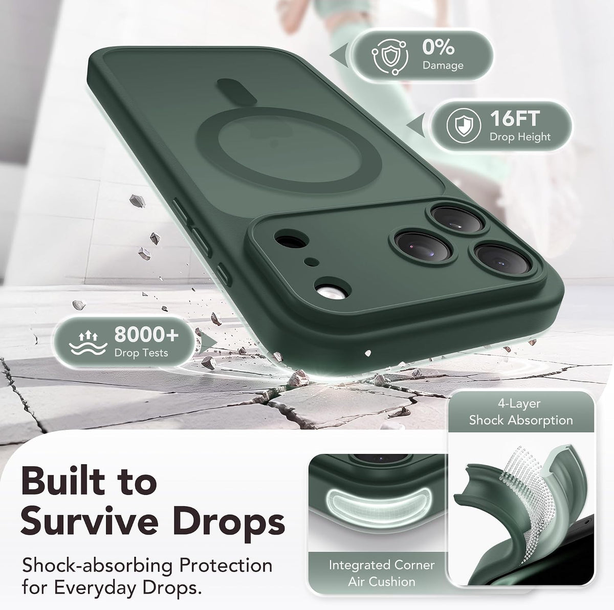 Magnetic Shockproof for iPhone 18 Pro & iPhone 17 Pro Case, Sunset Orange