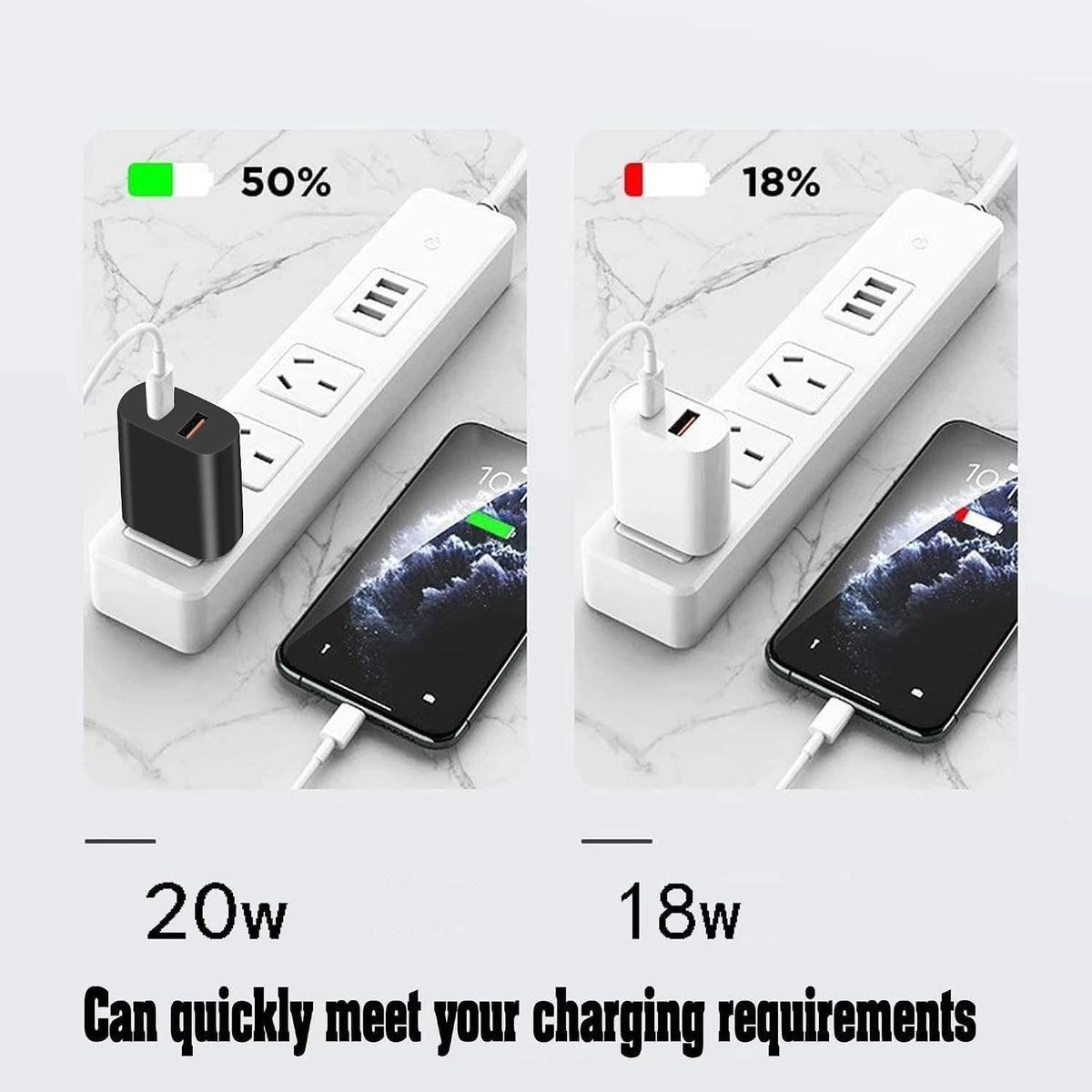 3 Pack USB C Charger Block,20W USB-C & USB-A Port Charger，for i Phone 17/16/15/14/13/12/11/X/8, i Pad and More