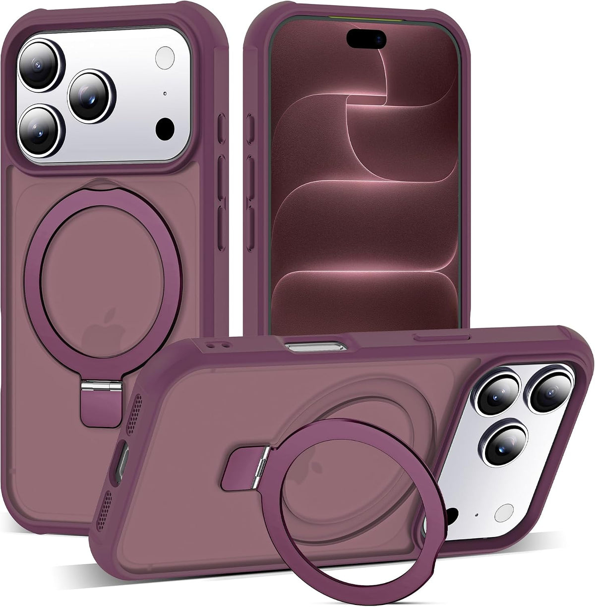 SKYLMW Compatible with iPhone 16 Pro Max Case with Stand,Rose