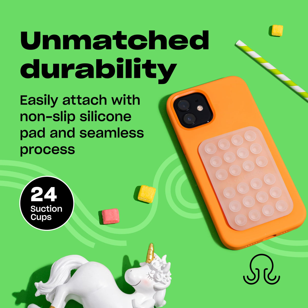 OCTOBUDDY Classic - Silicone Suction Phone Case Adhesive Mount, Turquoise