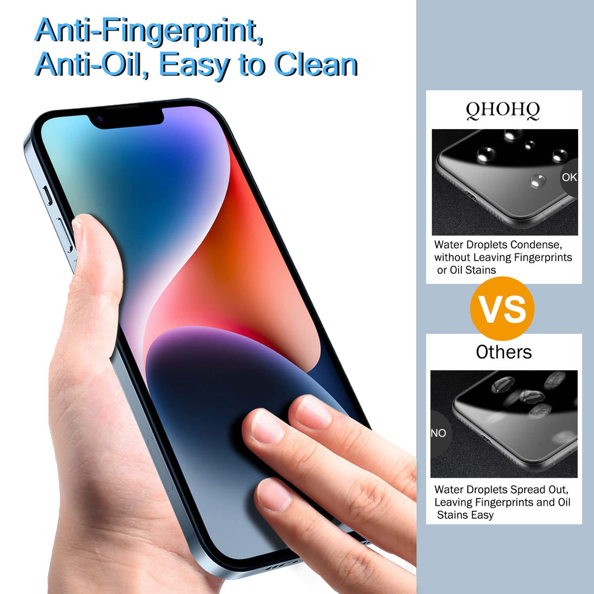 QHOHQ 3 Pack Screen Protector for iPhone 13 Pro 6.1 Inch with 3 Pack Tempered Glass Camera Lens Protector, Ultra HD, 9H Hardness, Scratch Resistant - Case Friendly [Not fit iPhone 13 Pro Max 6.7"]