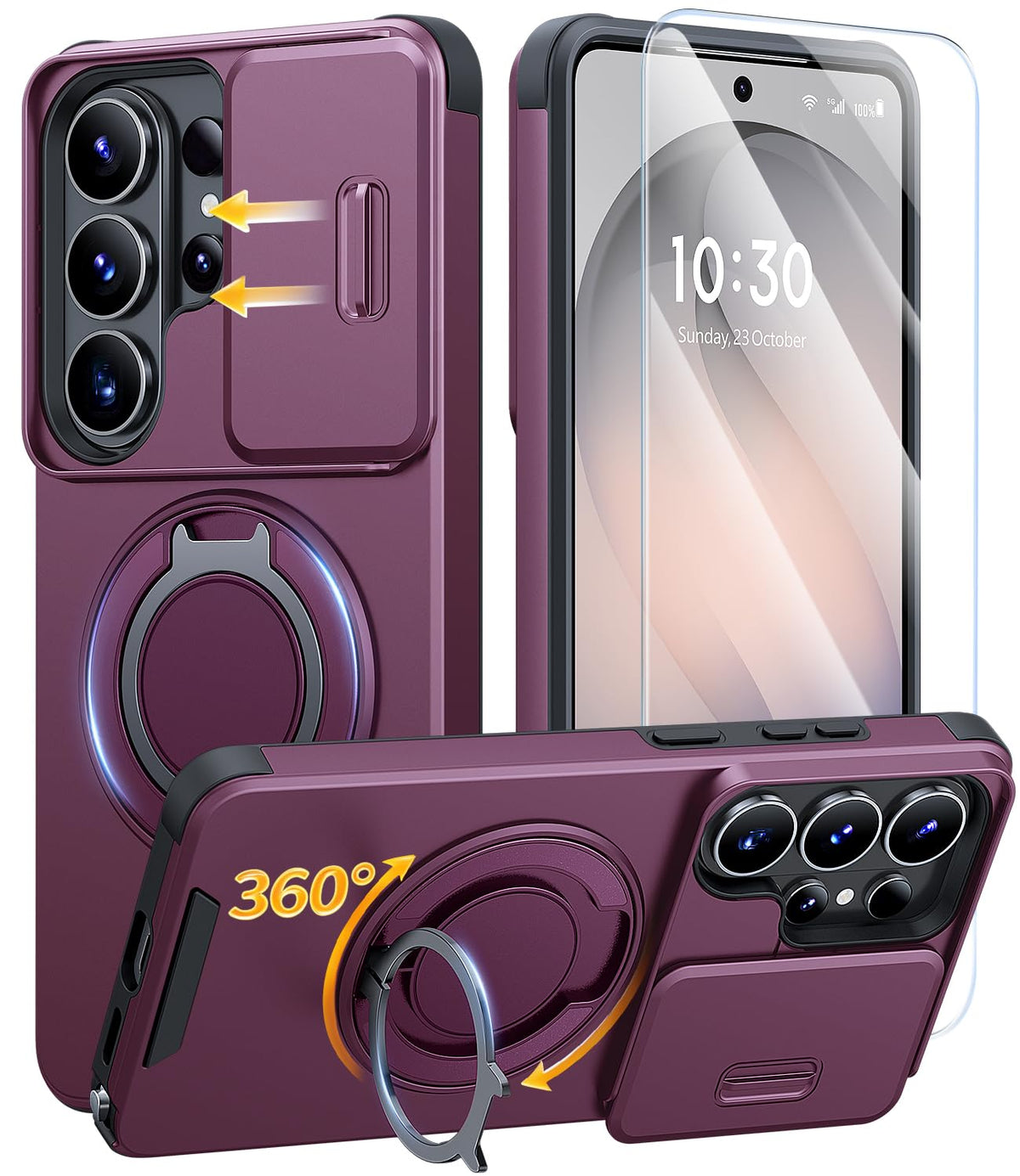 JAME for Samsung Galaxy S26 Case with Ring Stand & Slide Camera Cover