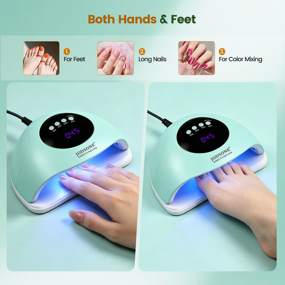 JODSONE Gel Nail Kit,210Pcs BS-74 Short Almond Nail Tips with U V Light