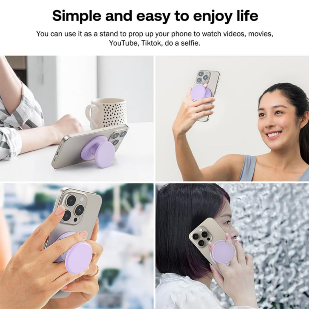 Grippopso Expandable Collapsible Mobile Phone Grip Stand Holder, Sky Blue