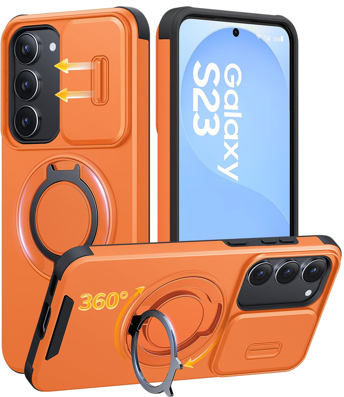 JAME for Samsung Galaxy S26 Case with Ring Stand & Slide Camera Cover
