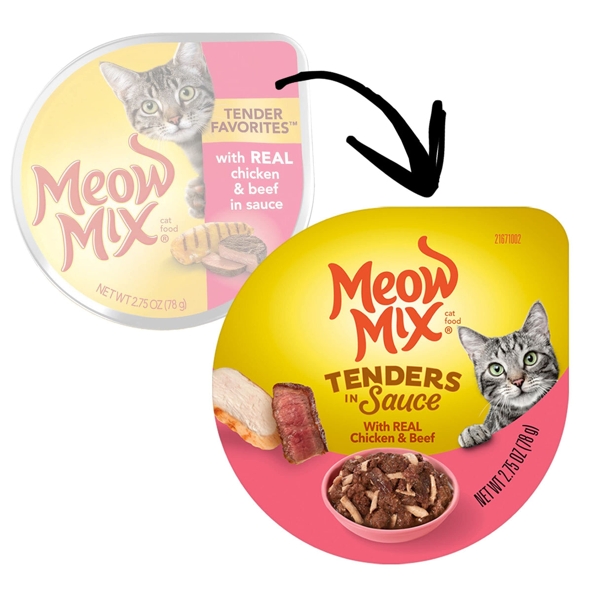 Meow Mix Poultry & Beef Favorites, Wet Food Variety Pack, 24 Cups