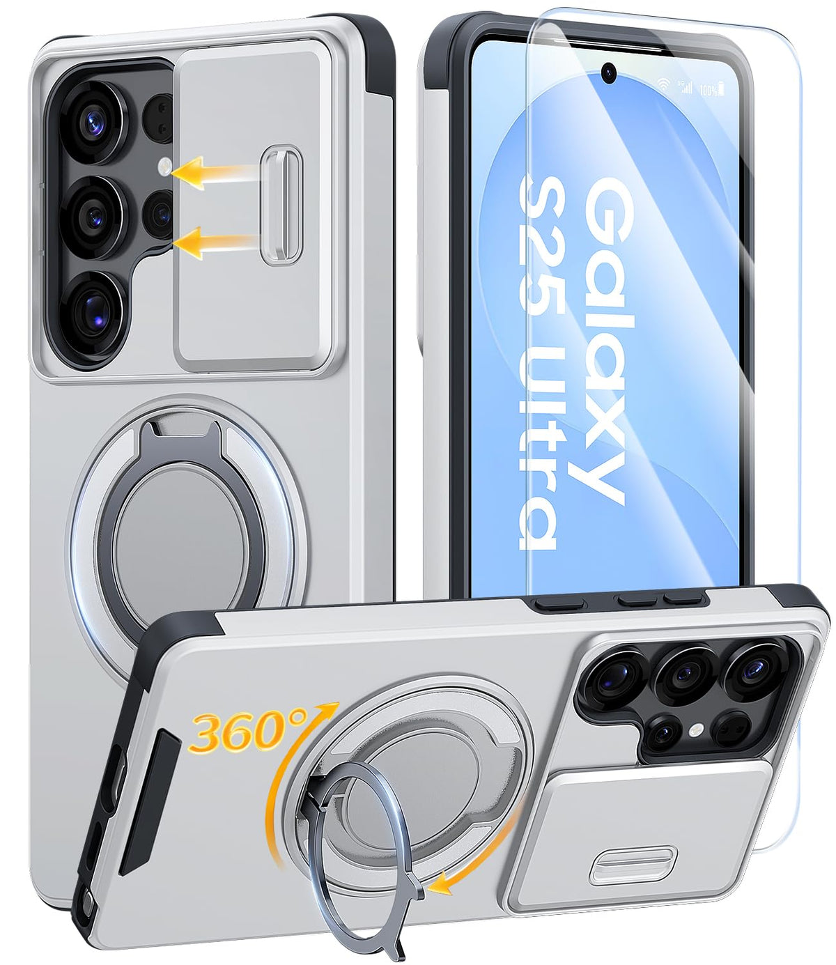 JAME for Samsung Galaxy S26 Case with Ring Stand & Slide Camera Cover