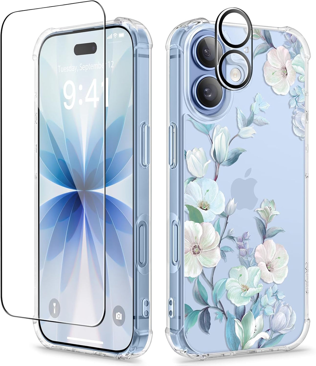 GVIEWIN for iPhone 17 Case Floral Clear Slim Women