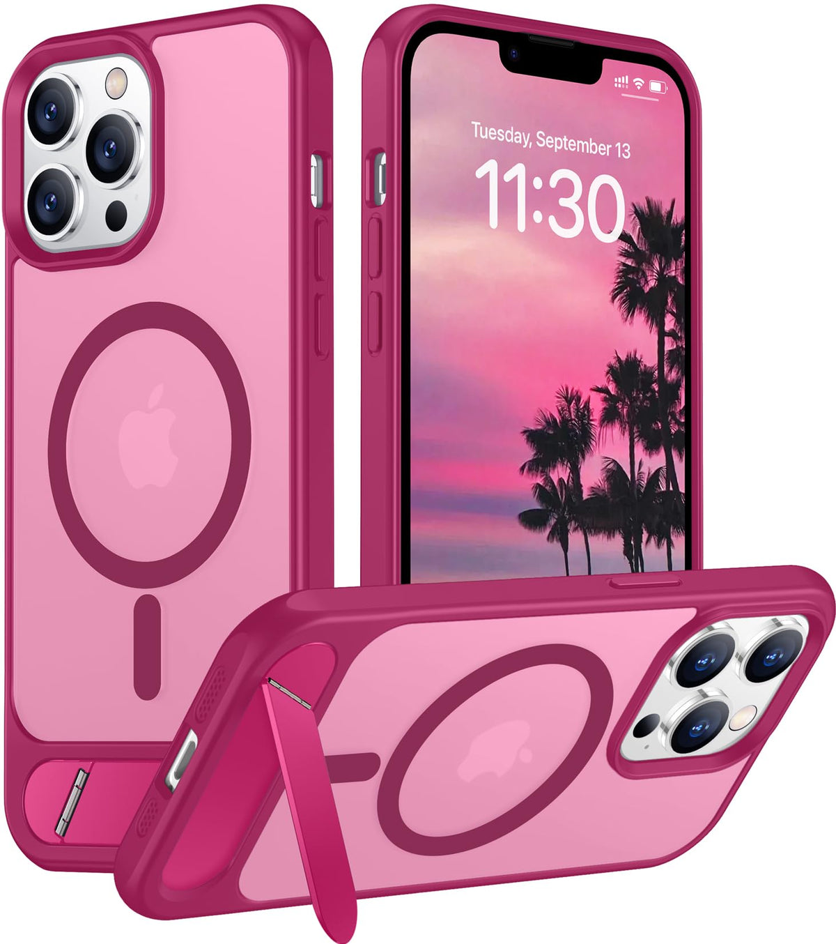 Temdan Magnetic Compatible with iPhone 16 Pro Max Case, [Built-in Invisible Kickstand][Compatible with MagSafe] [Military Grade Shockproof] Slim Translucent Matte Phone Case for iPhone 16 Pro Max 6.9"