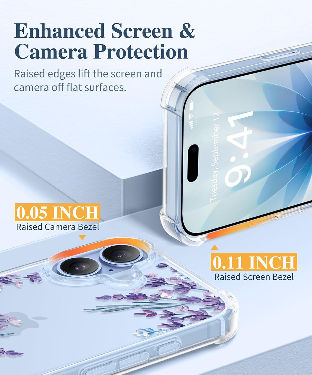 GVIEWIN for iPhone 17 Case Floral Clear Slim Women