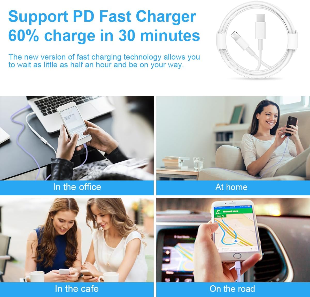 iPhone 14 13 12 Charger Fast Charging 20W USB C Wall Charger with 6FT Cable
