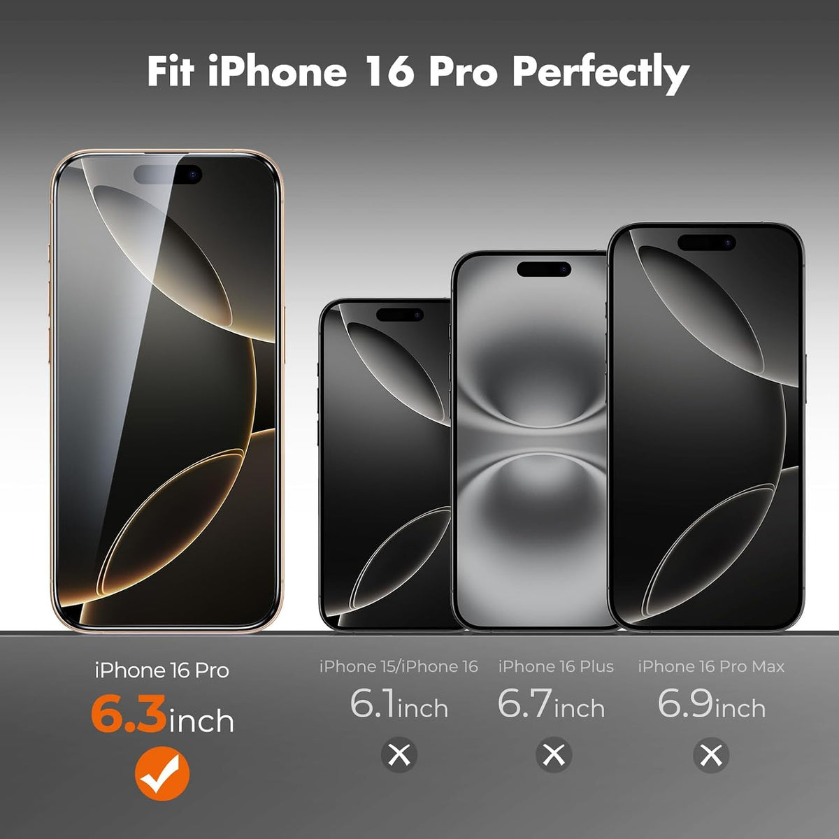 UNBREAKcable 3-Pack Screen Protector for iPhone 15, Full Coverage