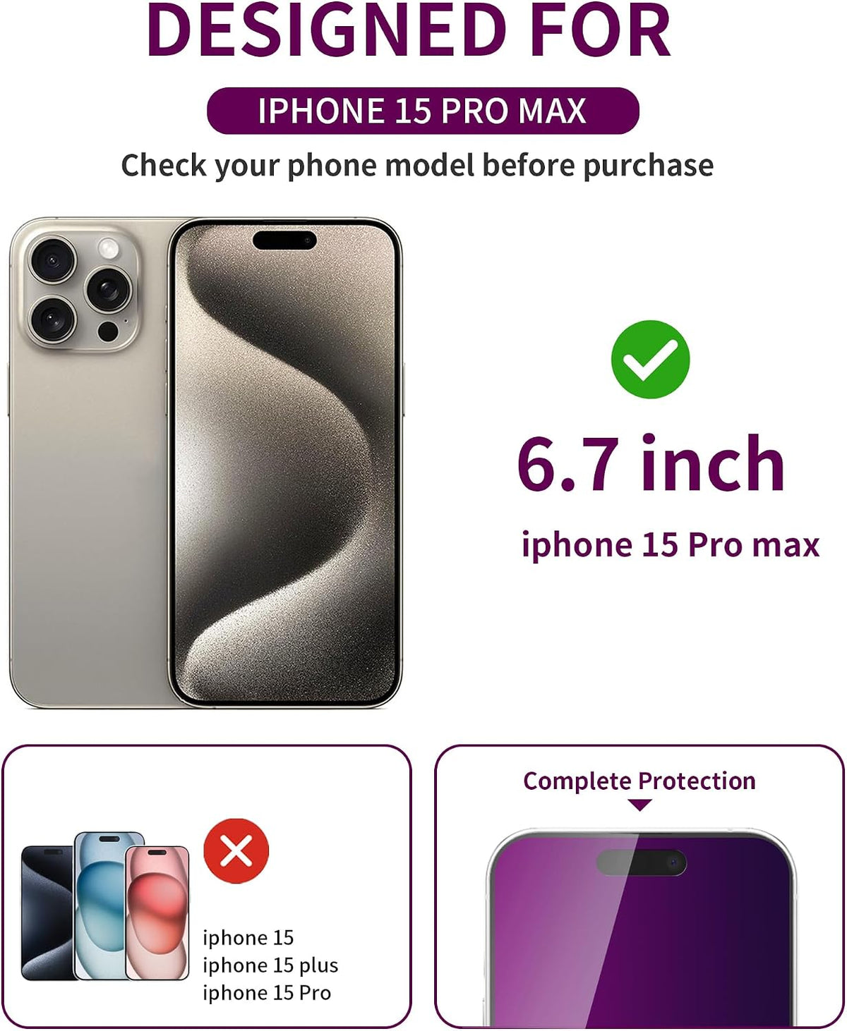2 Pack Privacy Screen Protector for iPhone 13 Pro Max/14 Plus