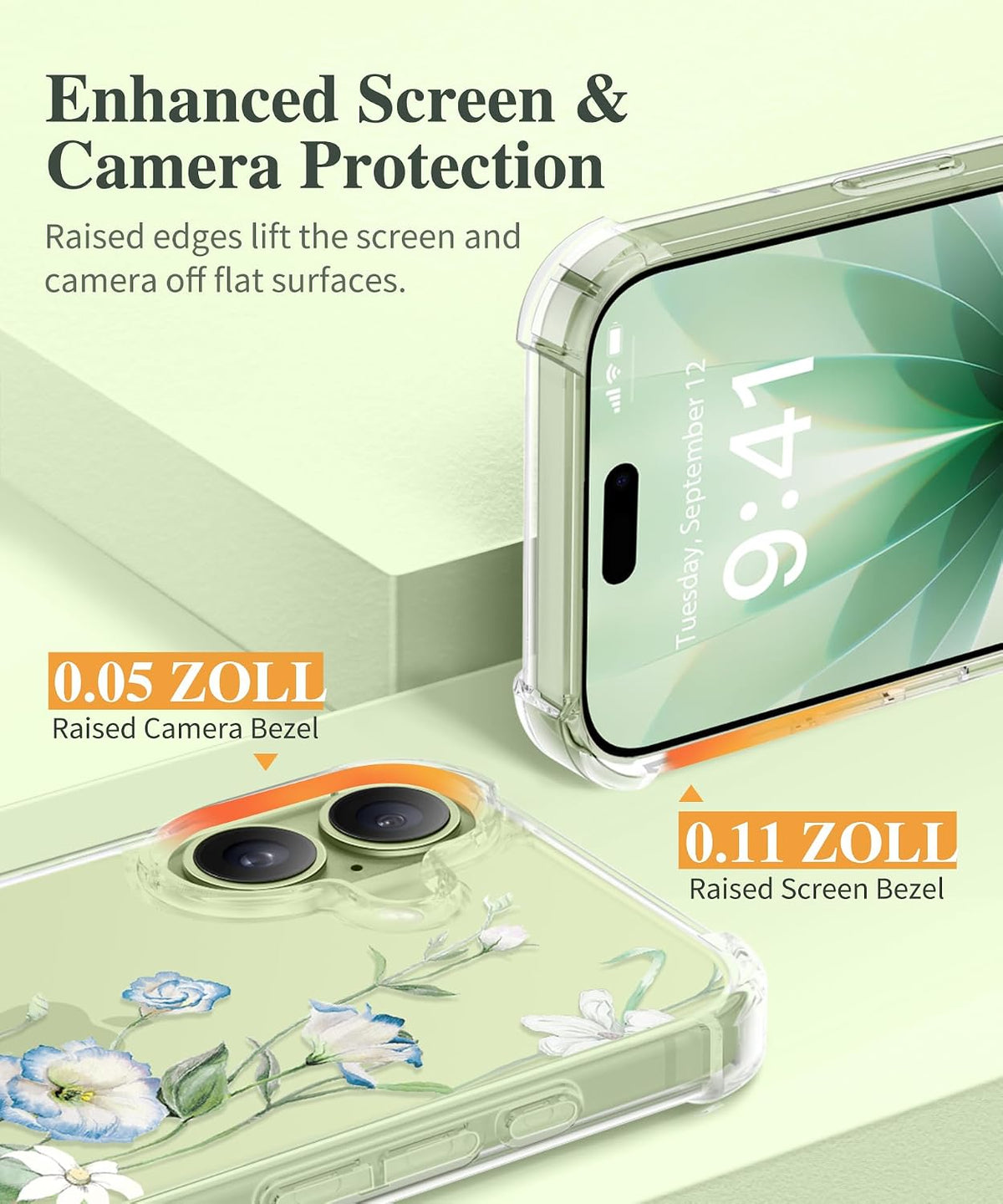 GVIEWIN for iPhone 17 Case Floral Clear Slim Women