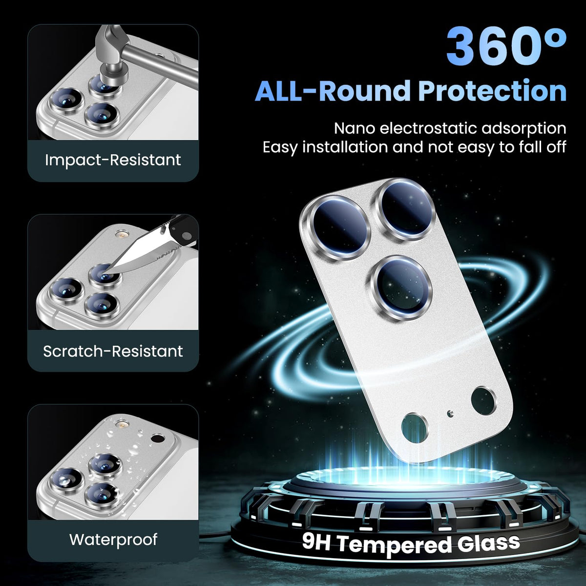 Uyiton for iPhone 18 Pro Camera Lens Protector, Metal Frame Glass Cover