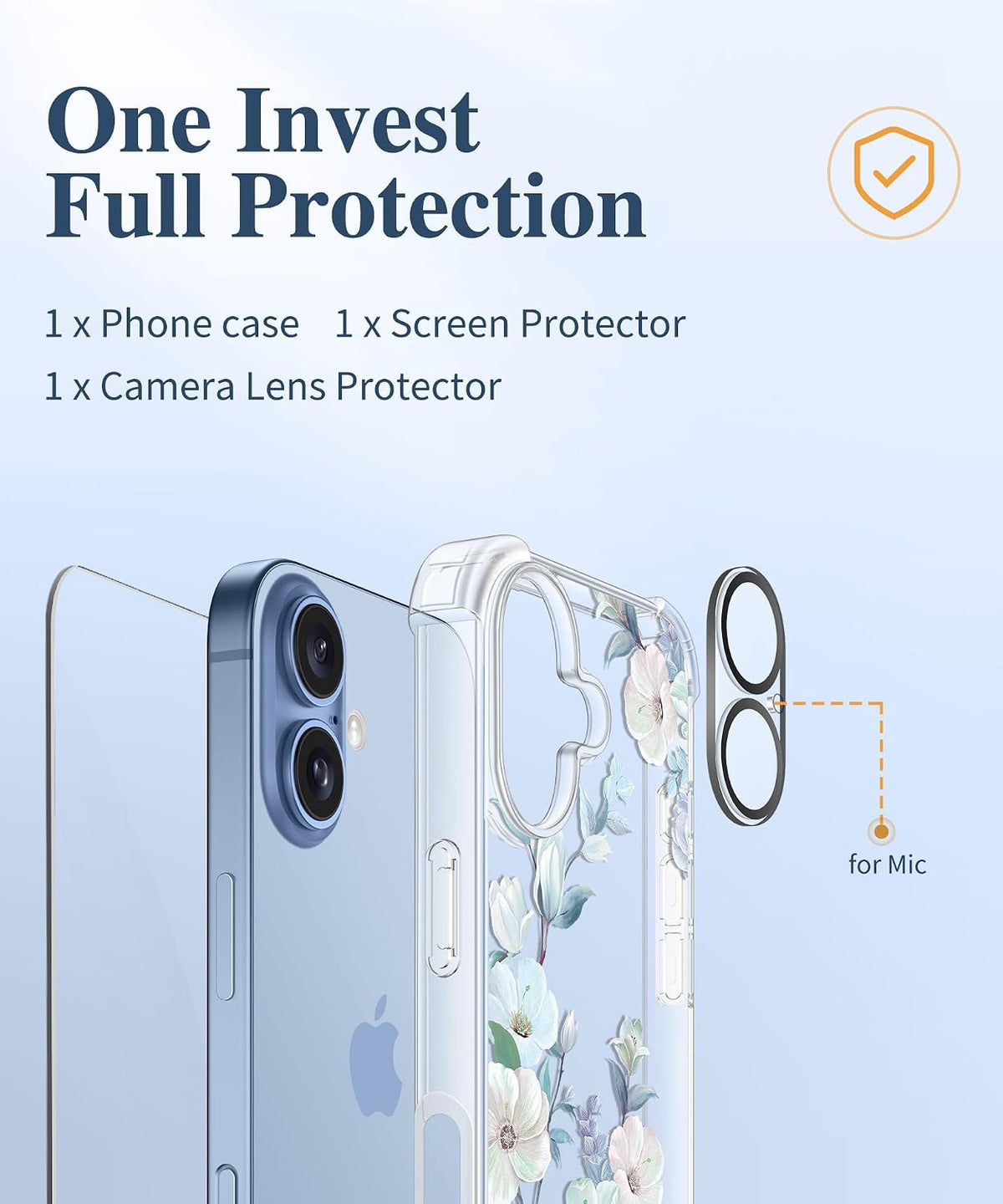 GVIEWIN for iPhone 17 Case Floral Clear Slim Women