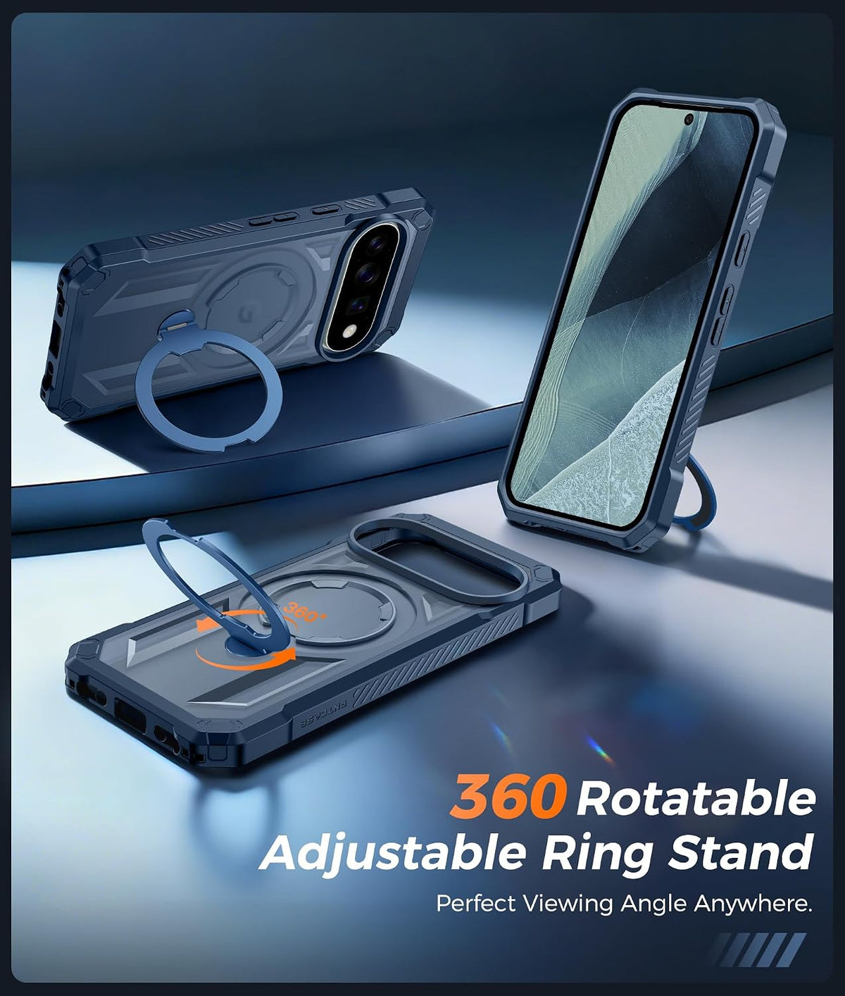 FNTCASE for iPhone 17 Case with 360 Spin Magnetic Stand