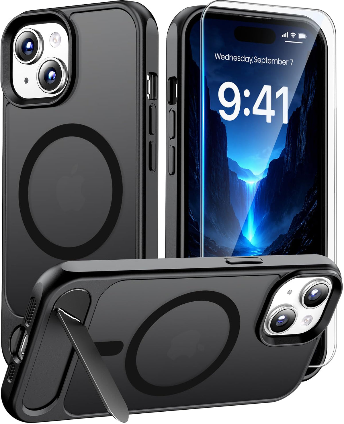 Magnetic for iPhone 16 Pro Case with Stand, Clear Matte