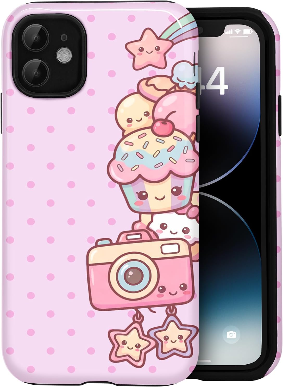for iPhone 12/12 Pro Cute Polka Dot Phone Case, Yellow