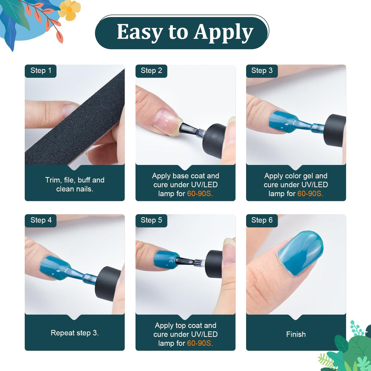 JODSONE 23 PCS Gel Nail Polish Set with Base Glossy and Matte Top Coat Multicolored Gel Nail Long Lasting Suitable for All Seasons