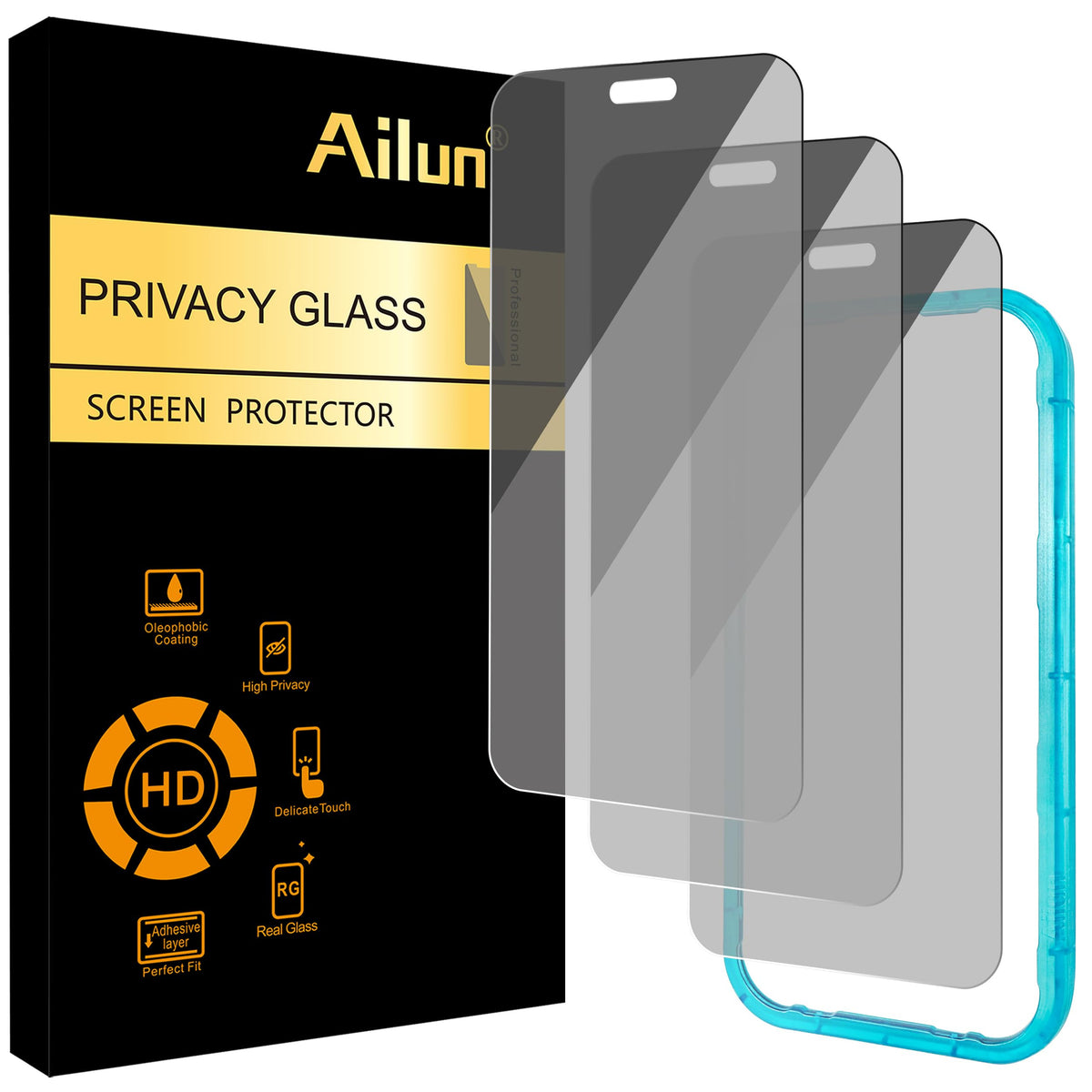 Ailun 3 Pack Privacy Screen Protector for iPhone 17 Pro Max, Tempered Glass