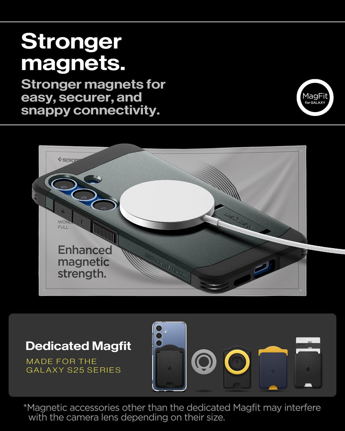 Spigen for Galaxy S26 Case, Tough Armor MagFit [Kickstand] [Compatible with MagSafe] [Military-Grade Protection] - Black