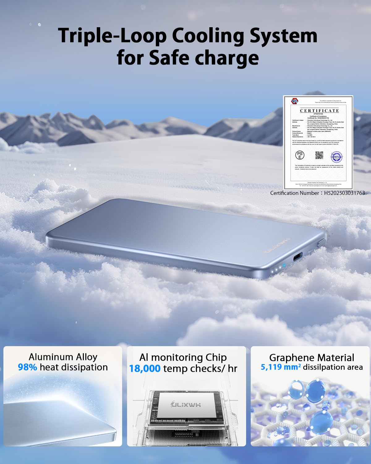 [0.3" Ultra Slim] [Alloy-Made] ULiXWH for Magsafe Portable Charger iPhone