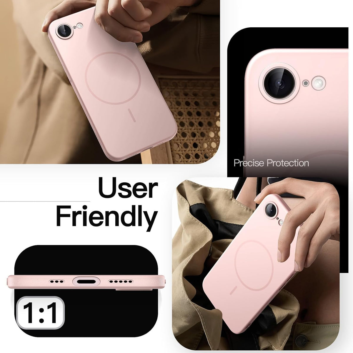 JETech Magnetic Slim Case for iPhone 18 Pro, Dark Cherry