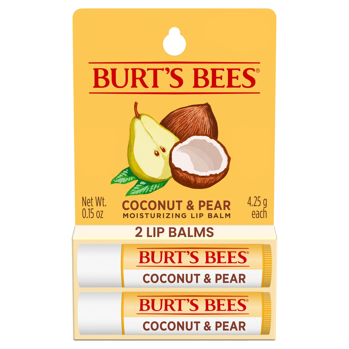 Burt's Bees Lip Balm, Vanilla Bean, 0.15 oz., 2 Tubes