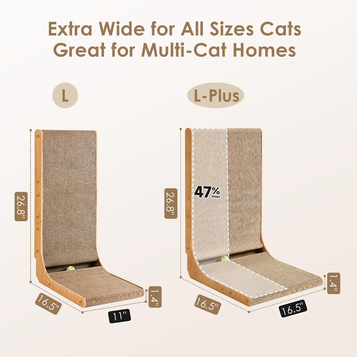 EHEYCIGA Cardboard Cat Scratcher for Indoor Cats, 26.8 Inch, Brown