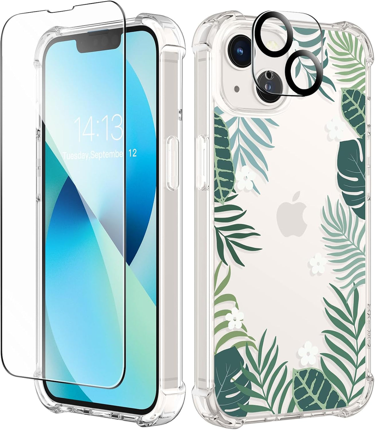 GVIEWIN for iPhone 11 Case Floral, Screen Protector & Camera Lens Protector