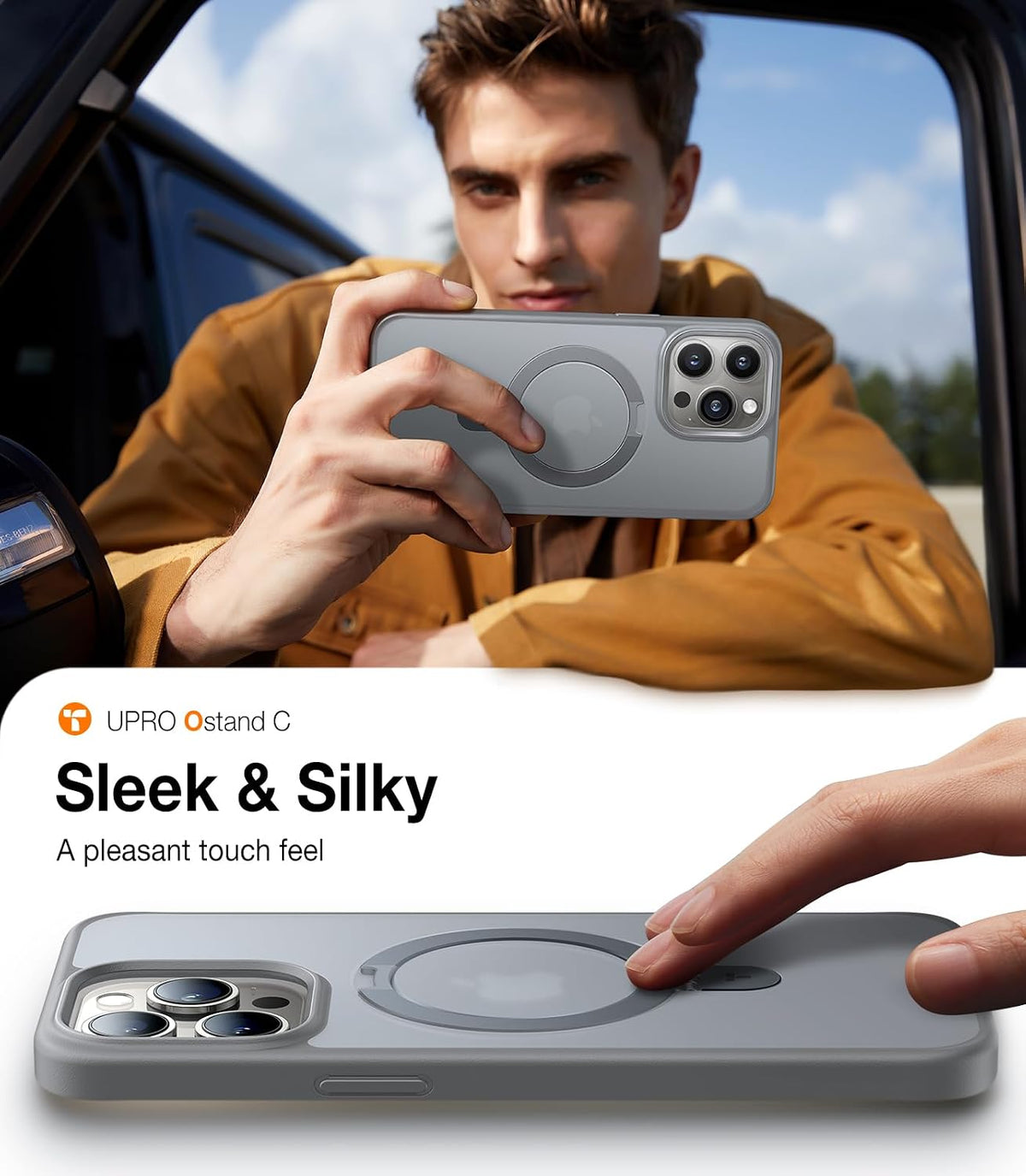 TORRAS for iPhone 18 Pro Case Clear, Magnetic Stand, 4X Military Protection