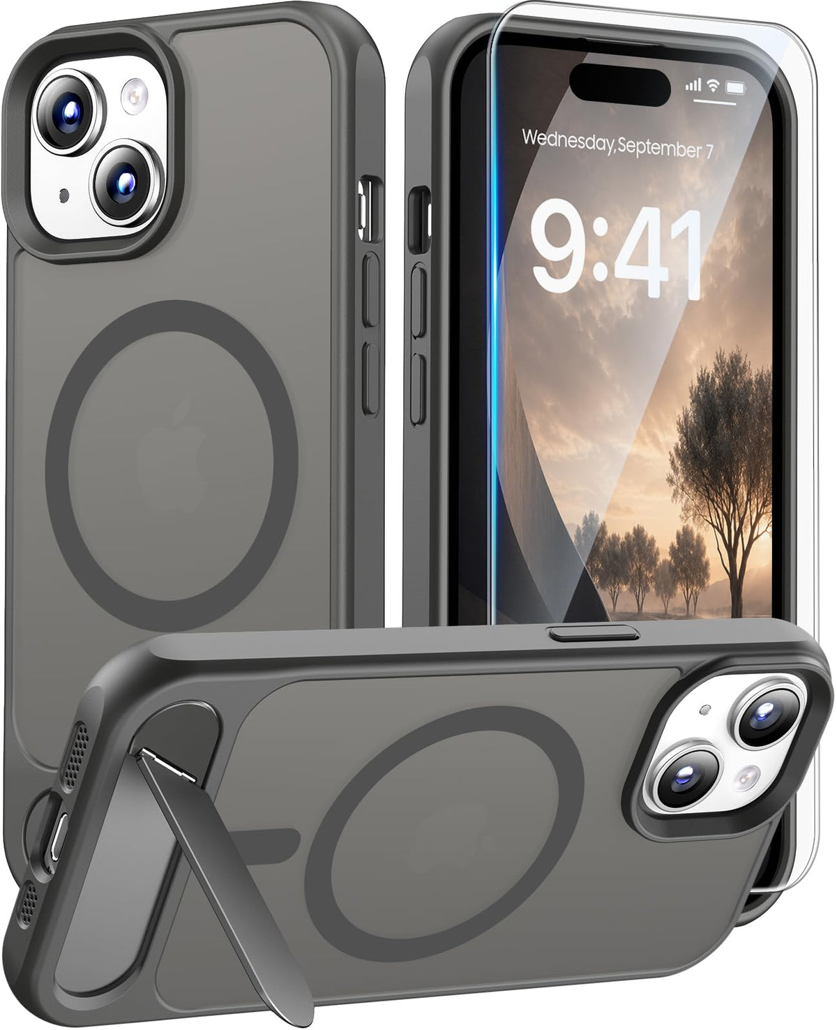 Magnetic for iPhone 16 Pro Case with Stand, Clear Matte
