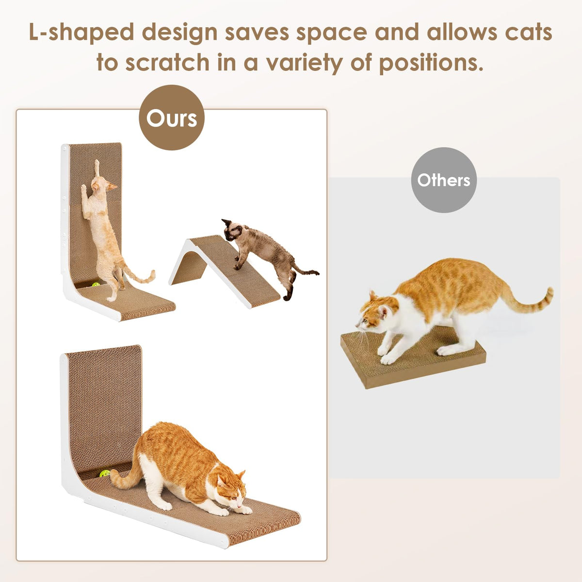 EHEYCIGA Cardboard Cat Scratcher for Indoor Cats, 26.8 Inch, Brown