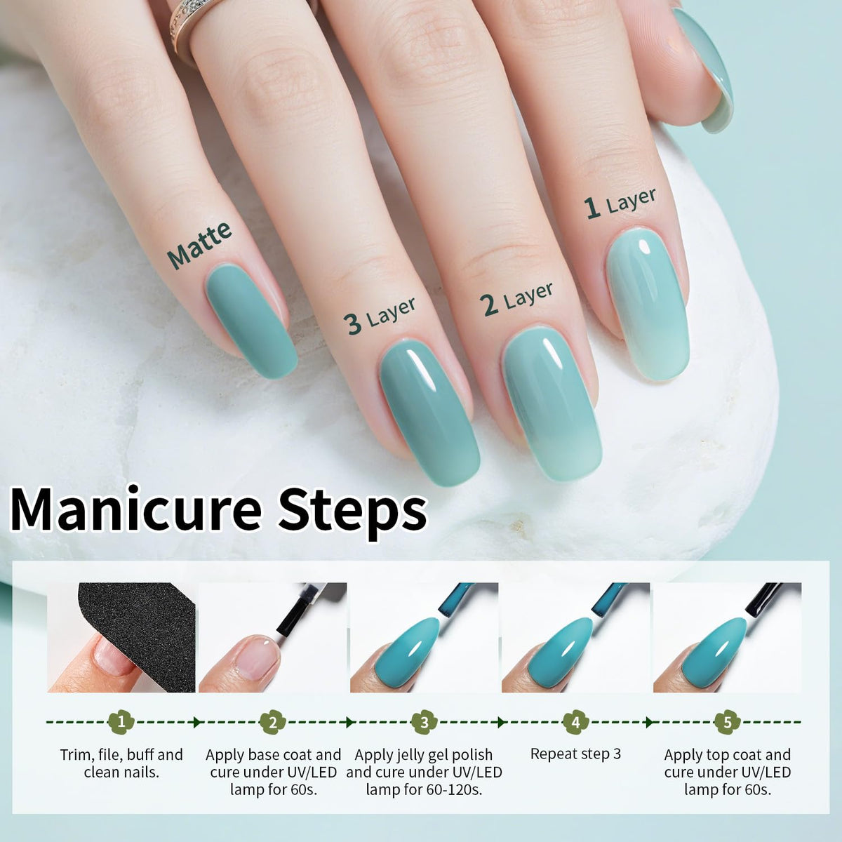 JODSONE 23 PCS Gel Nail Polish Set with Base Glossy and Matte Top Coat Multicolored Gel Nail Long Lasting Suitable for All Seasons