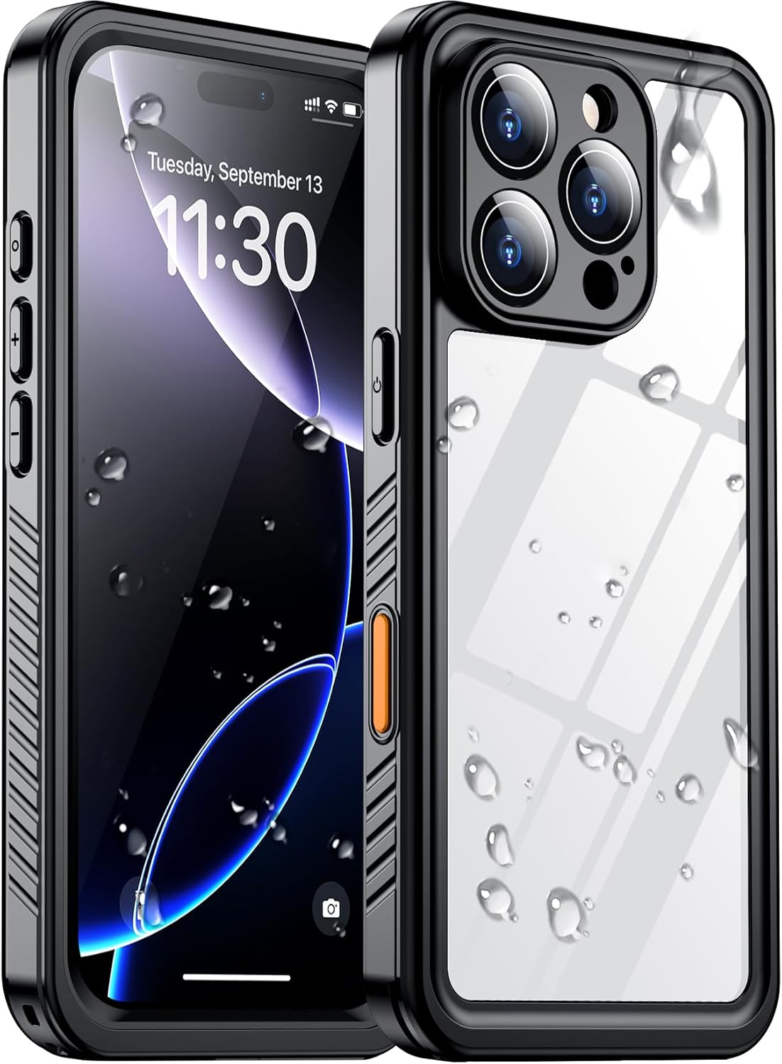 Temdan Compatible with iPhone 17 Pro Case,Waterproof Built-in Screen & Camera Protector IP68 Underwater Full Body 17FT Military Dropproof Shockproof Phone Case 6.3"-Blue/Clear