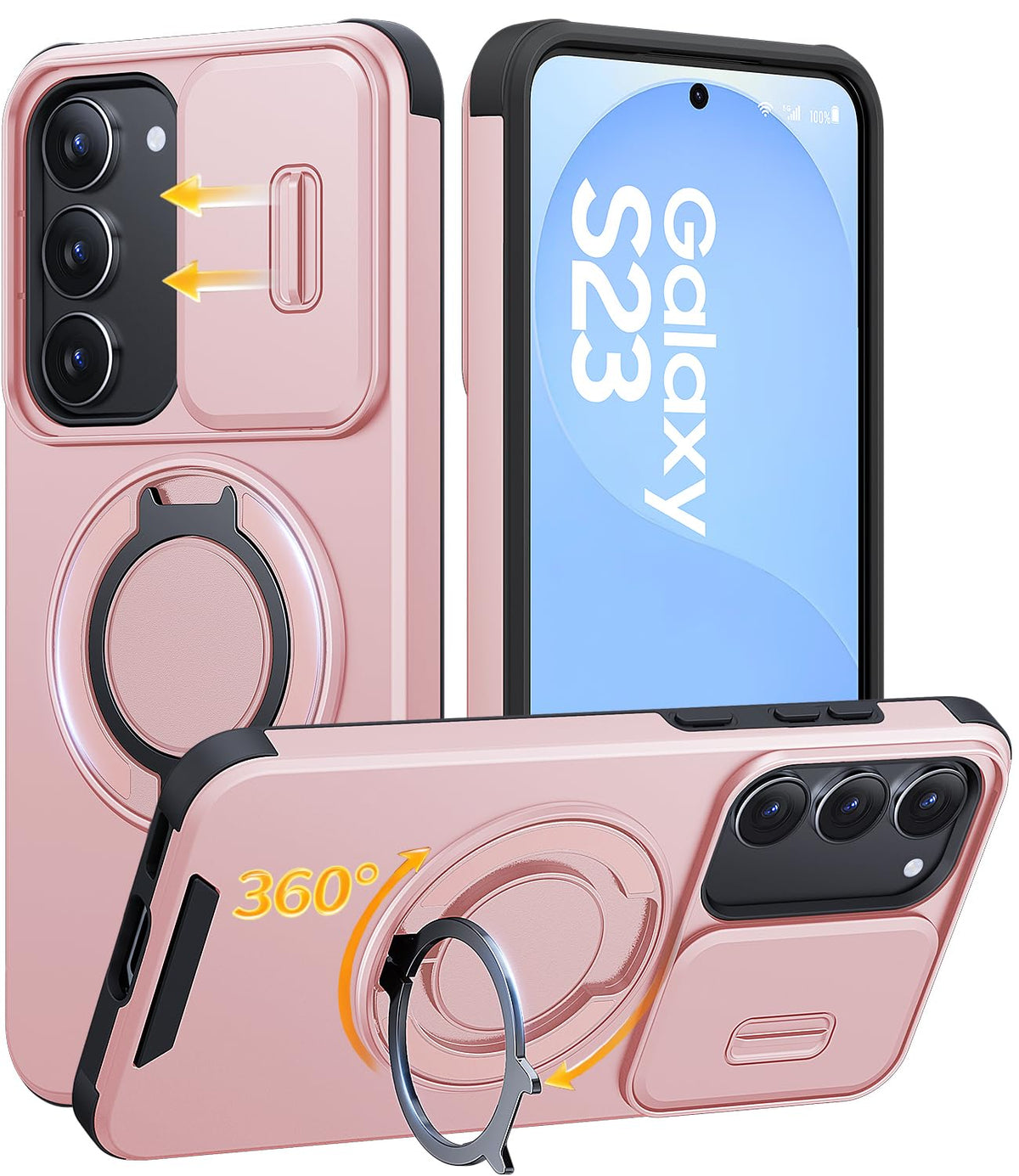 JAME for Samsung Galaxy S26 Case with Ring Stand & Slide Camera Cover