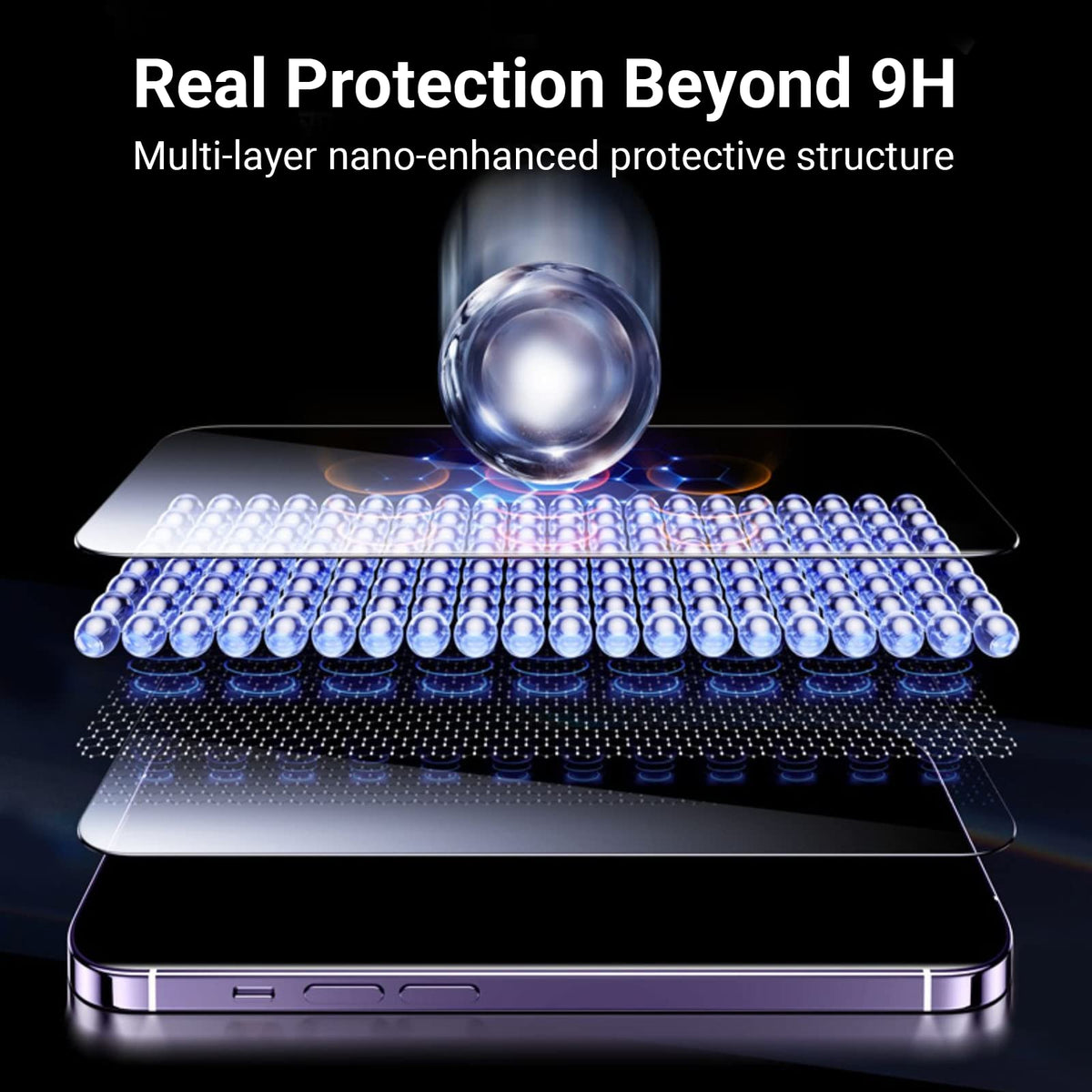 UltraGlass Crystal Armor for iPhone 16 Pro Screen Protector (No Black Bezels) 9H+ Military-Grade Shatterproof Screen Protector 16 Pro Tempered Glass, One Step Easy Installation, 1 Piece