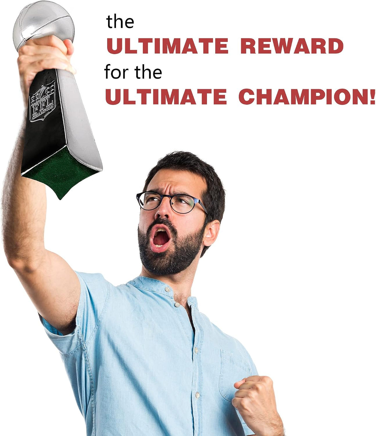 Spire Designs Fantasy Football Trophy - Chrome Replica Championship Trophy - First Place Winner Award for League - 2 Sizes